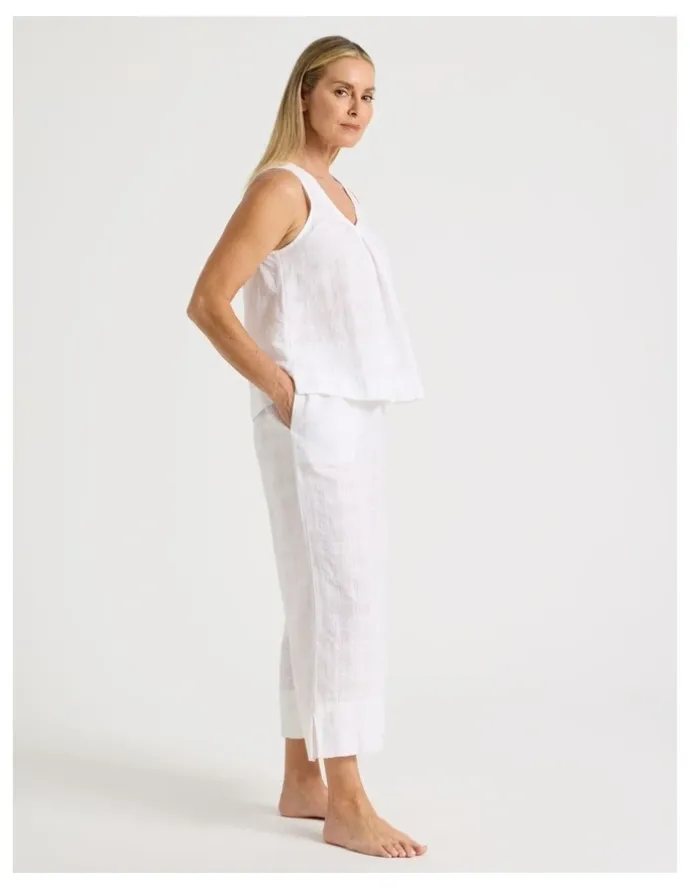 Regatta Seersucker 7/8 Woven Sleep Pants in White