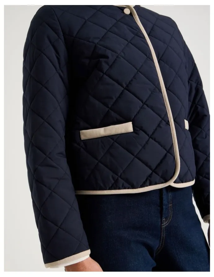 Regatta Short Collarless Puffer Jacket With Cord Trim in Navy