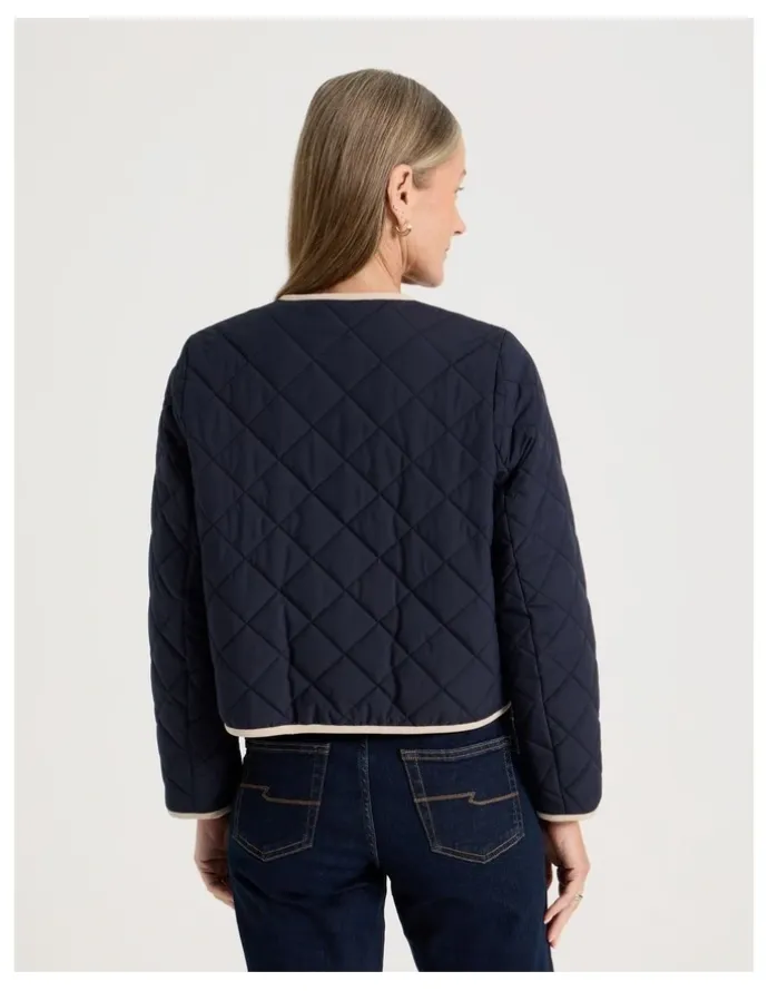 Regatta Short Collarless Puffer Jacket With Cord Trim in Navy