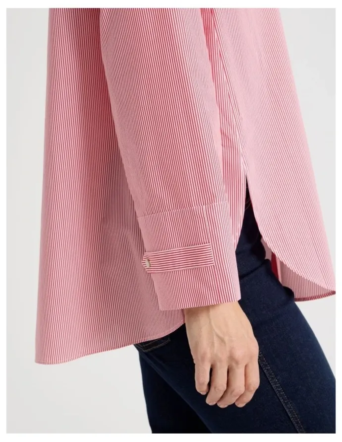 Regatta Stand Collar Long Sleeve Shirt With Forward Seams in Red/White