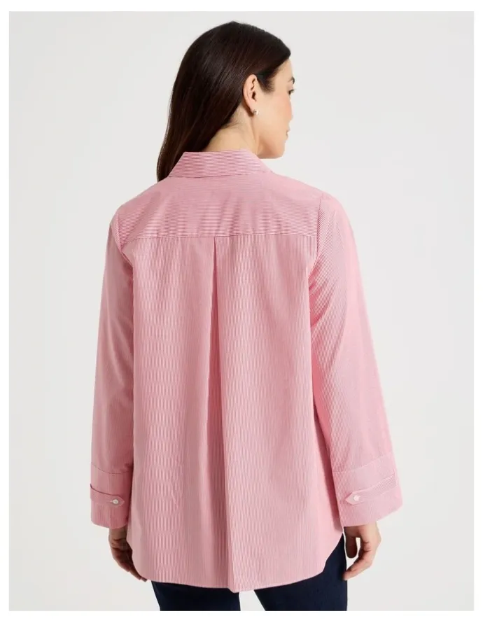 Regatta Stand Collar Long Sleeve Shirt With Forward Seams in Red/White