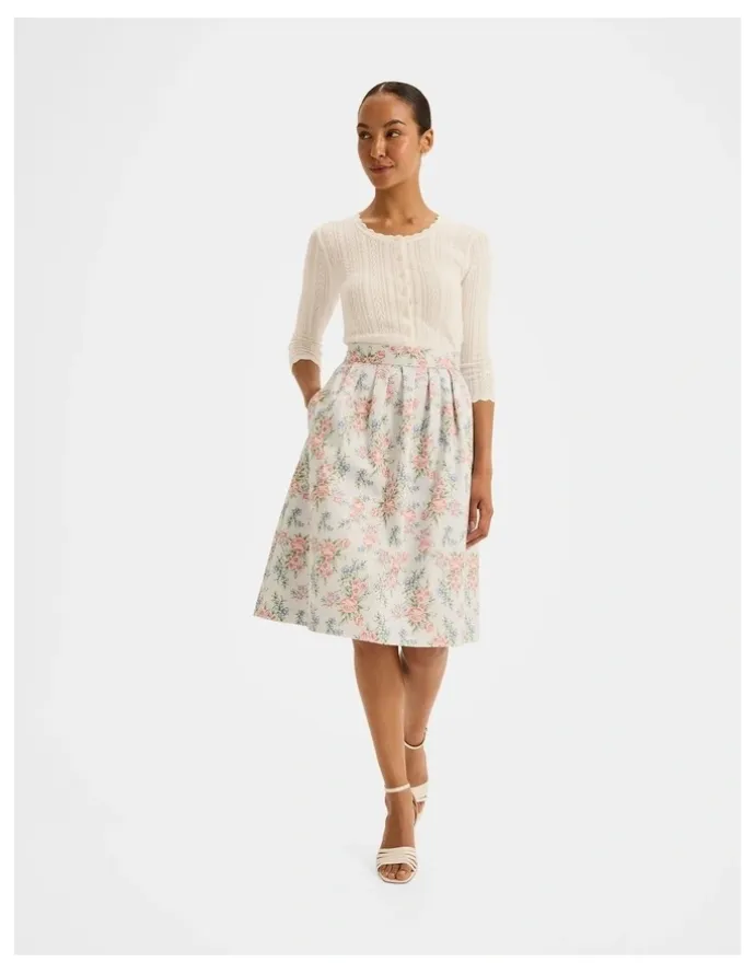 Review Marie Pleated Skirt in Blue