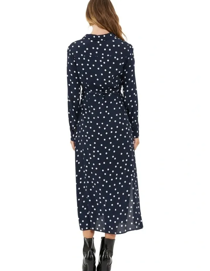 Ripe Spot Shirt Dress in Navy/White
