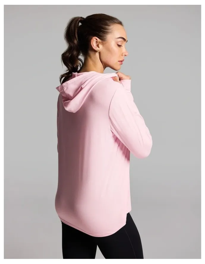 Rockwear Activate Brushed Hooded Long Sleeve Top in Rose Quartz