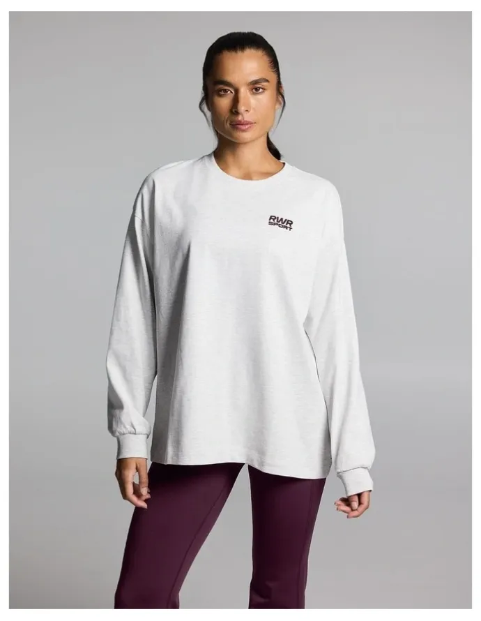 Rockwear Baggy Fit Long Sleeve Tee Light Grey Marle