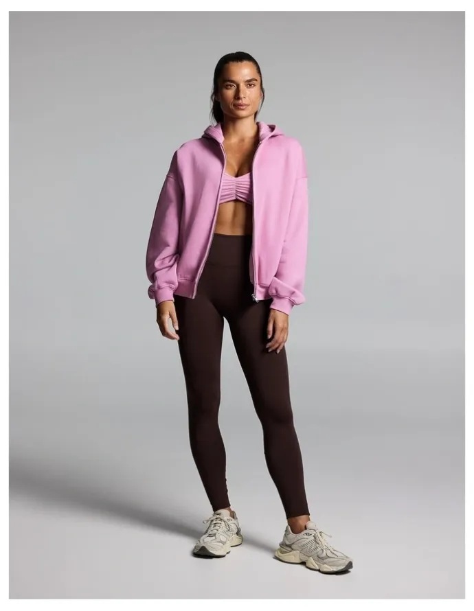 Rockwear Cosy Fleece Zip Through Hoodie Dusty Pink