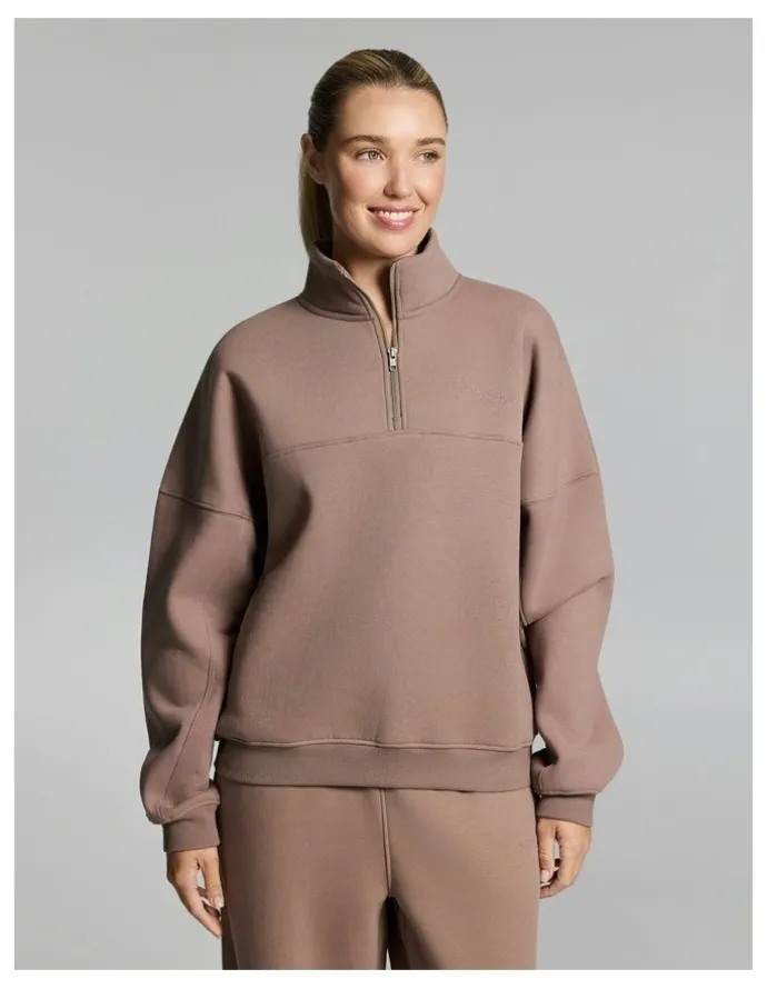 Rockwear Luxe Fleece Half Zip Coffee