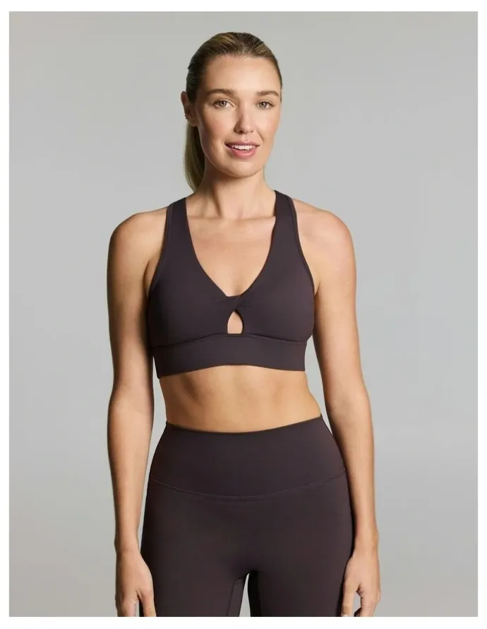 Rockwear Twist Front Medium Impact Sports Bra Nutmeg
