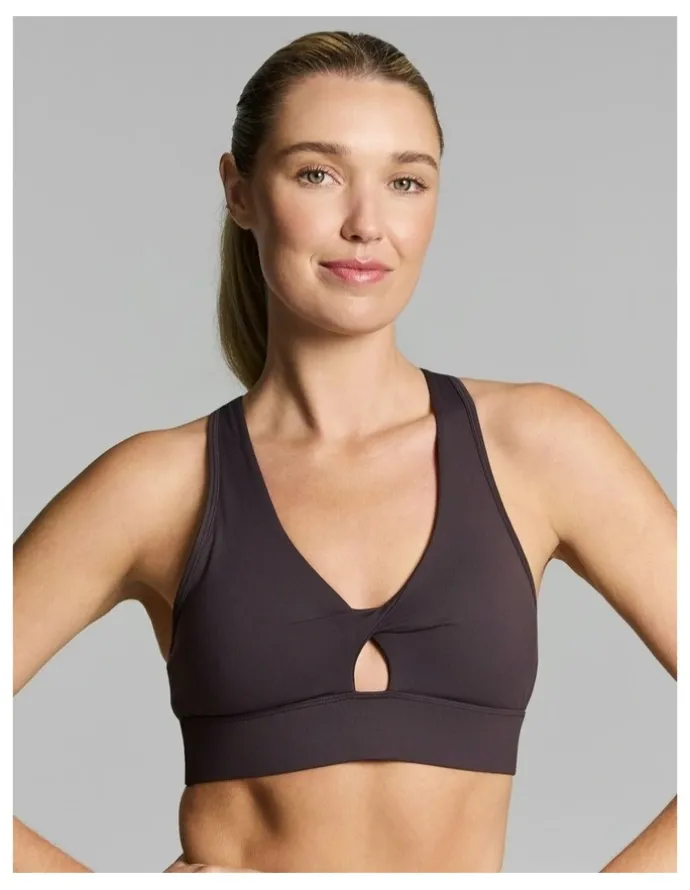 Rockwear Twist Front Medium Impact Sports Bra Nutmeg