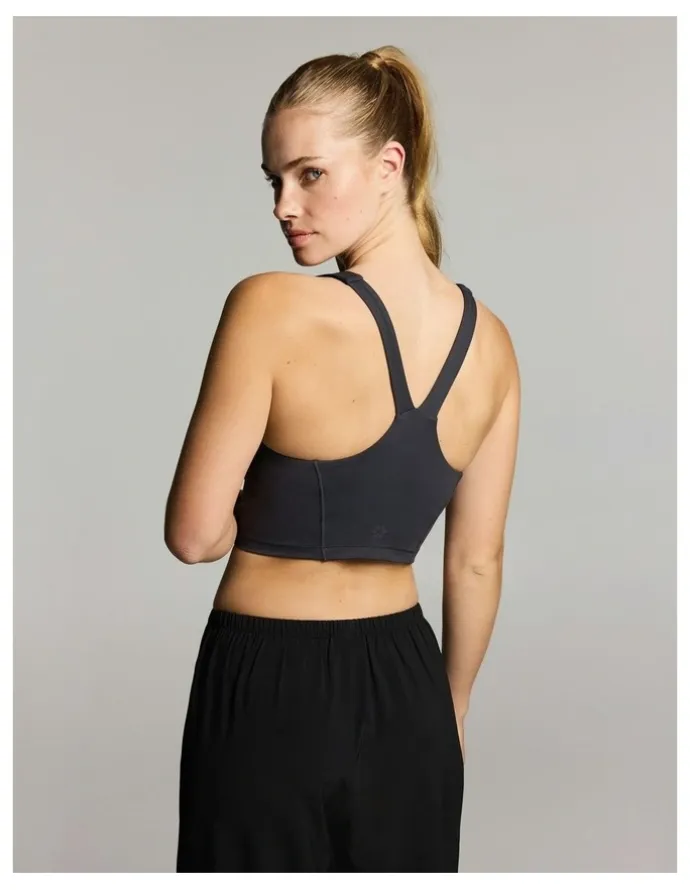 Rockwear V Neck Low Impact Longline Sports Bra Dark Grey
