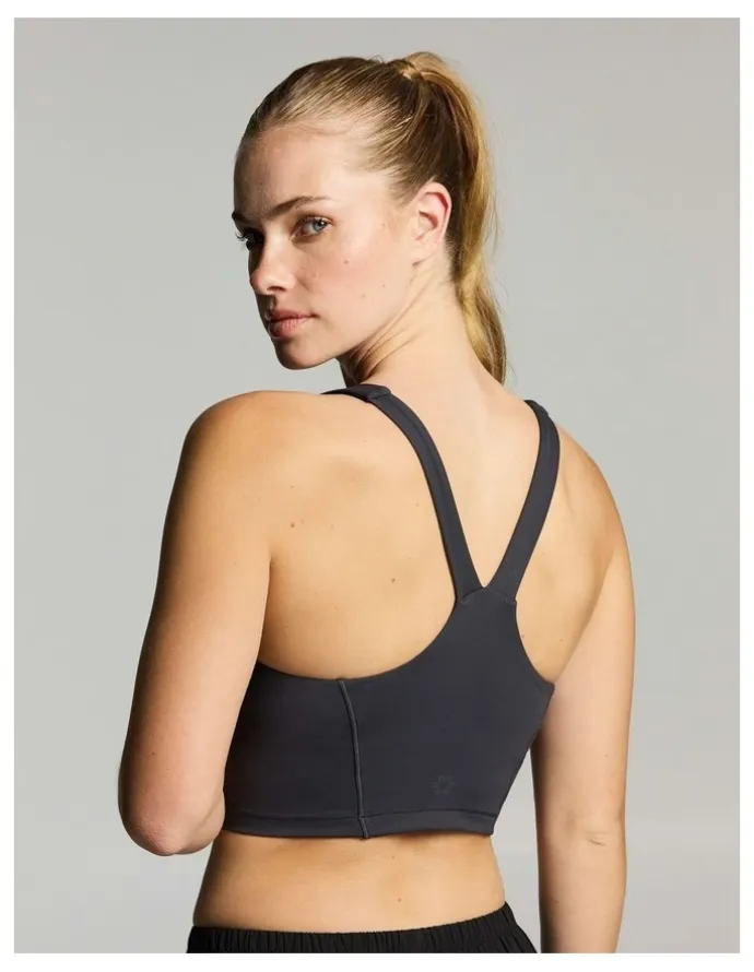 Rockwear V Neck Low Impact Longline Sports Bra Dark Grey
