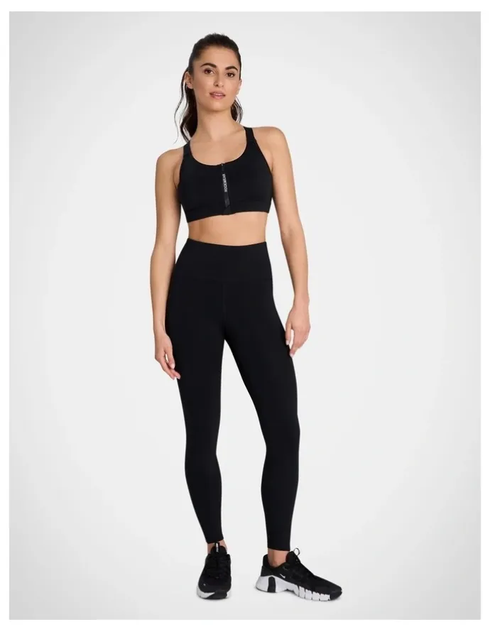Rockwear Velocity Zip Medium Impact Sports Bra in Black