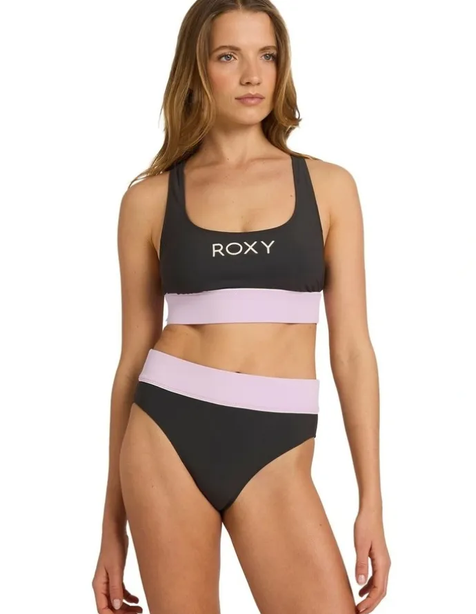 Roxy Active Colourblock High Waist Bikini Bottom in Multi