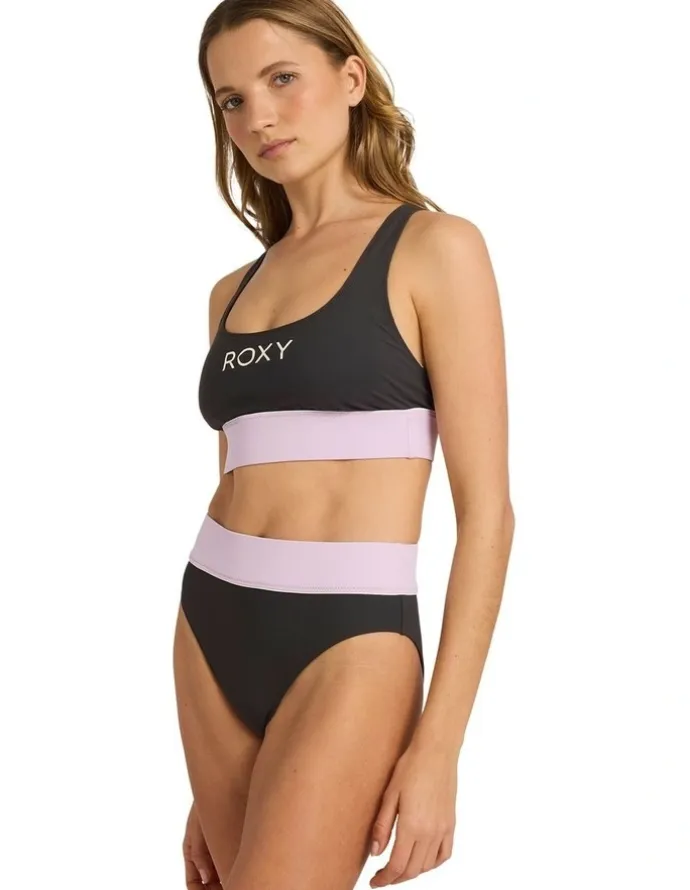 Roxy Active Colourblock High Waist Bikini Bottom in Multi