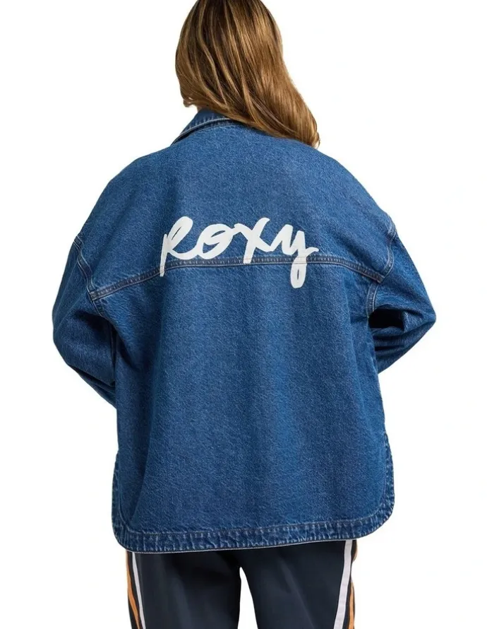 Roxy Back Slider Denim Jacket in Blue