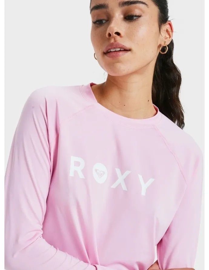Roxy Essentials Long Sleeve Rash Vest in Pink