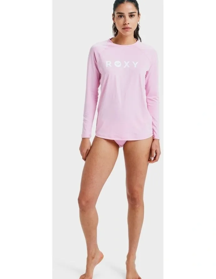 Roxy Essentials Long Sleeve Rash Vest in Pink