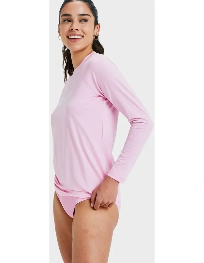 Roxy Essentials Long Sleeve Rash Vest in Pink