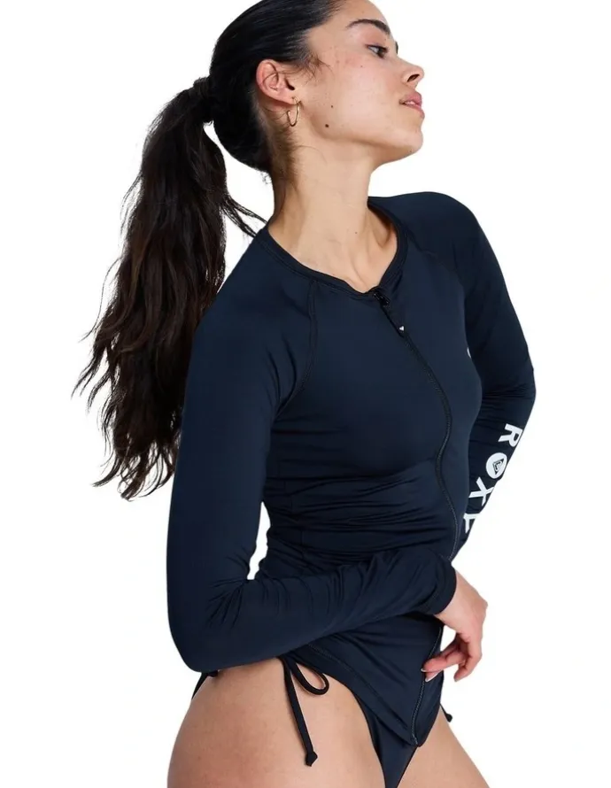 Roxy Essentials Long Sleeve One Piece Rash Vest in Black