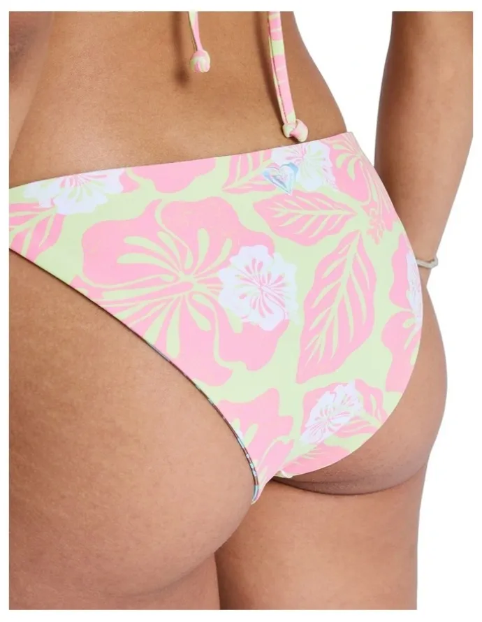 Roxy Hibiscus Hype Tie Sude Revo Moderate Bikini Bottom Green