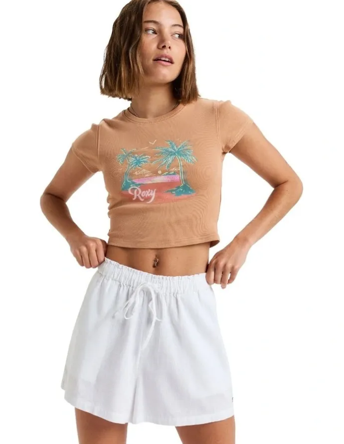 Roxy Place To Be Elastic Waist Shorts in White