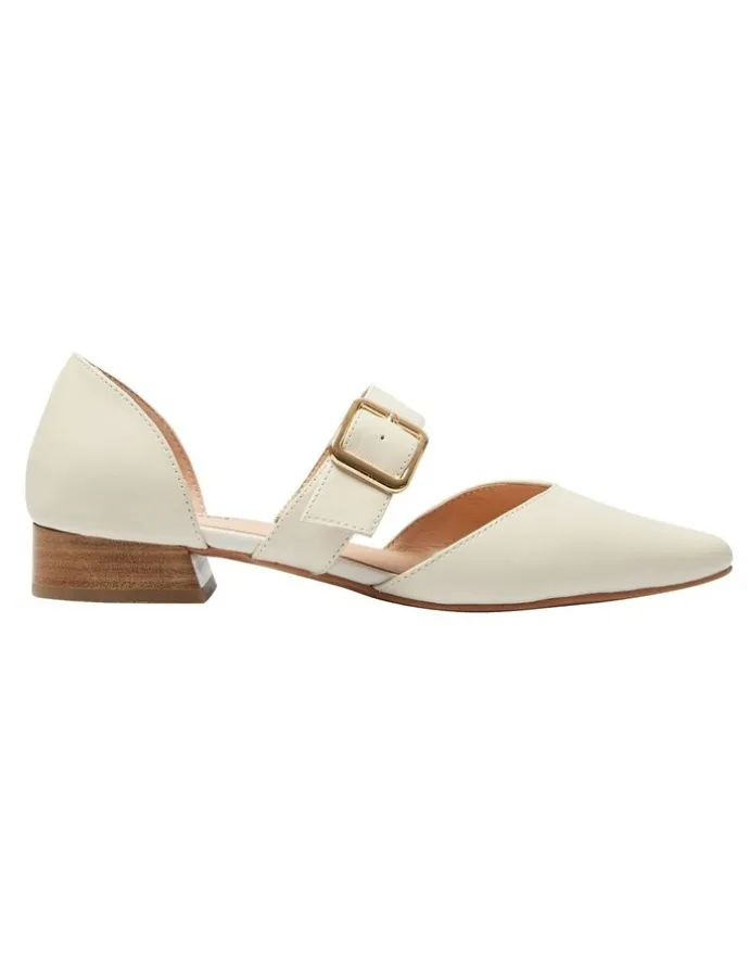 Sandler Adore Flat Leather Shoes in Bone Glove