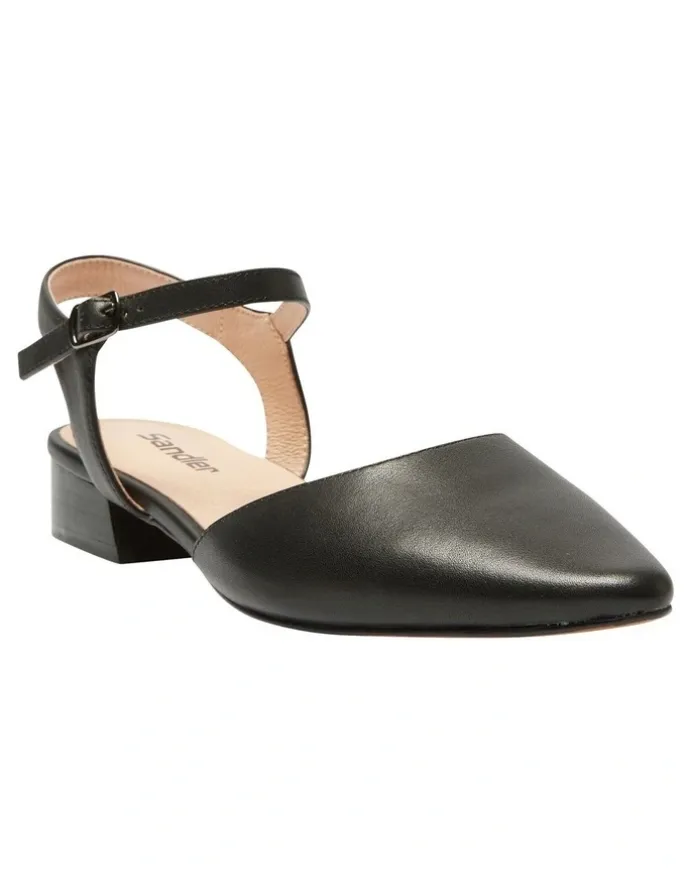 Sandler Amity Flat Leather Shoes in Black