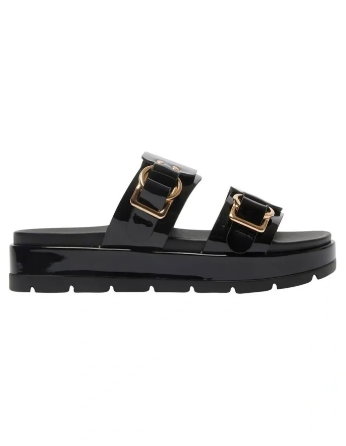 Sandler Fiction Sandals in Black Patent