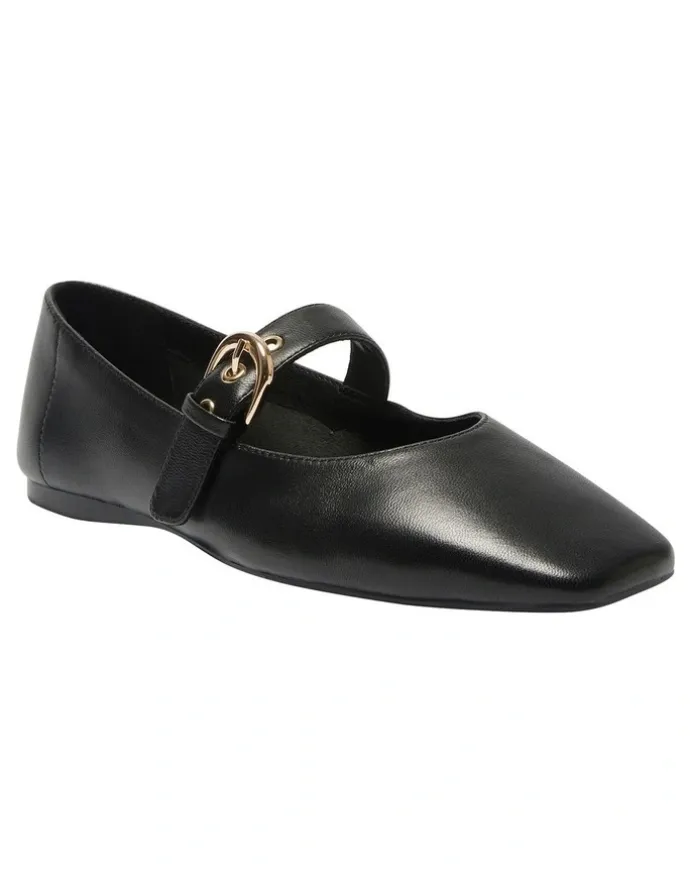 Sandler Melrose Flat Leather Shoes in Black