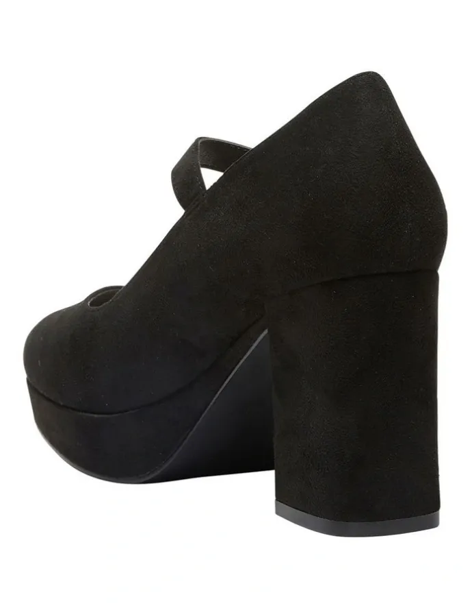 Sandler Tate Heeled Shoes in Black Micro Suede