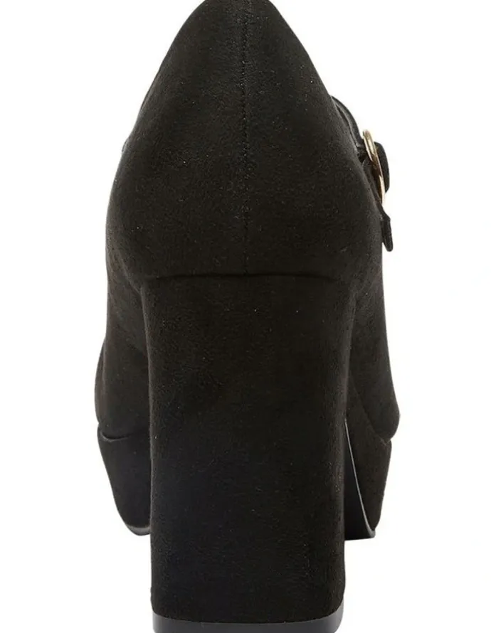 Sandler Tate Heeled Shoes in Black Micro Suede