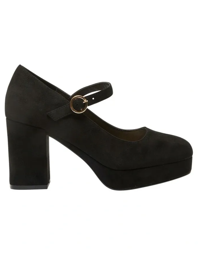 Sandler Tate Heeled Shoes in Black Micro Suede