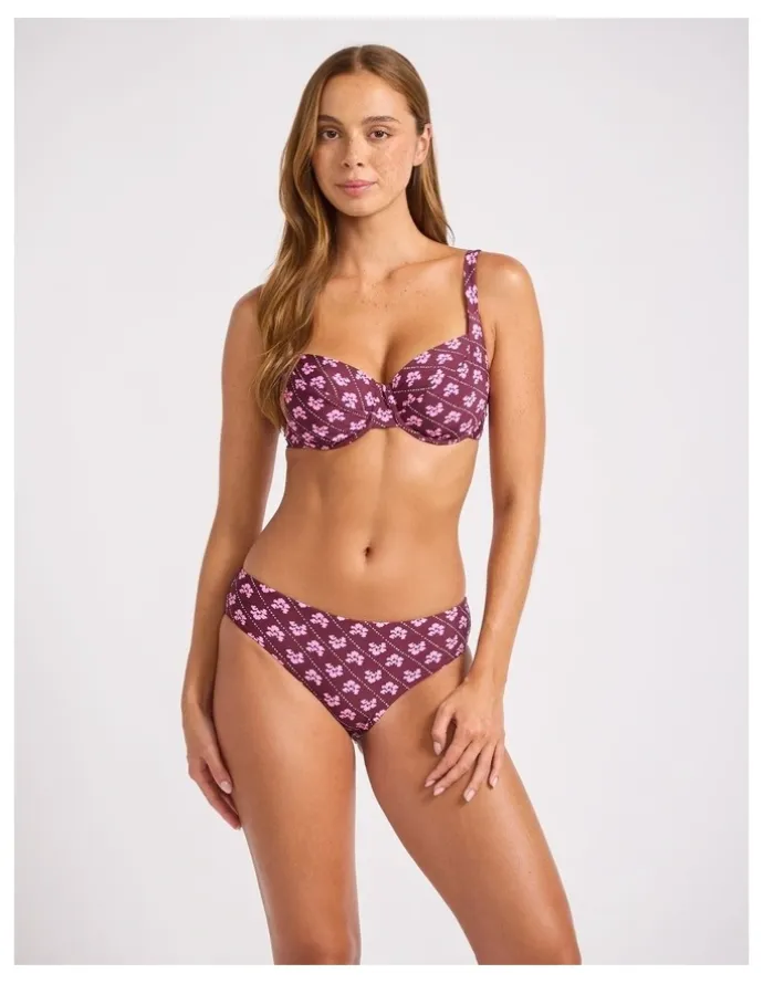 Seafolly Batik Bloom Retro Pant - Dark Burgundy