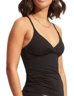 Seafolly Collective Wrap Front Singlet in Black