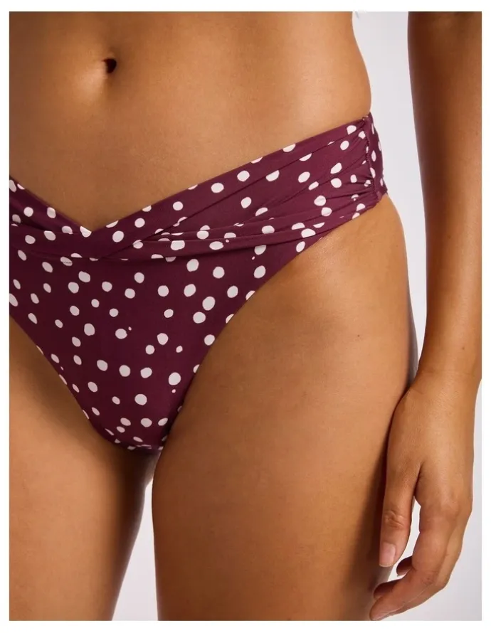 Seafolly Dolce Dot Twist Band Mini Hipster - Dark Burgundy