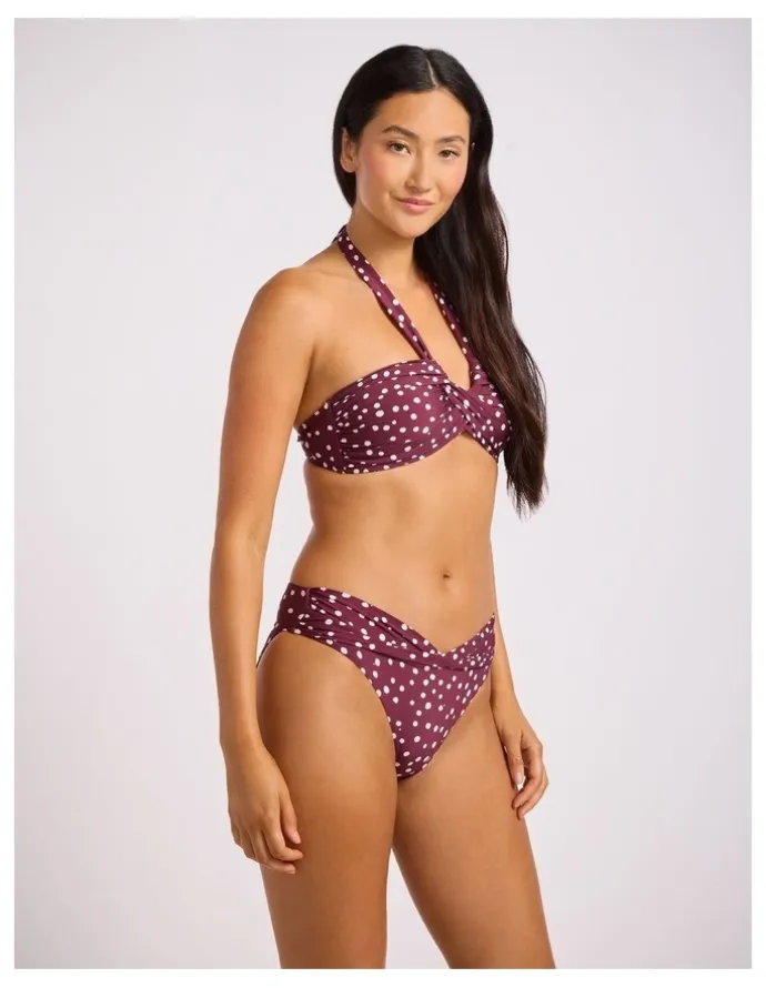 Seafolly Dolce Dot Twist Band Mini Hipster - Dark Burgundy