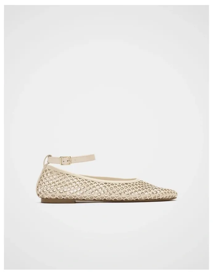 Seed Heritage Amari Perforated Ballet Flat in Stone