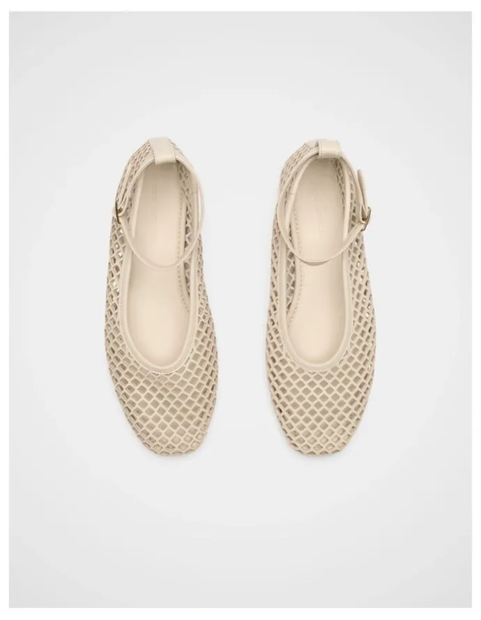Seed Heritage Amari Perforated Ballet Flat in Stone