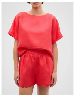 Seed Heritage Linen Wave Scallop Short in Red