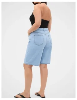 Seed Heritage Longline Jean Short in Glacial Blue Wash