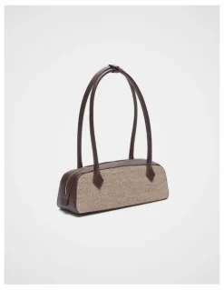Seed Heritage Textured Detail Shoulder Bag in Chocolate