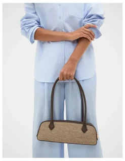 Seed Heritage Textured Detail Shoulder Bag in Chocolate