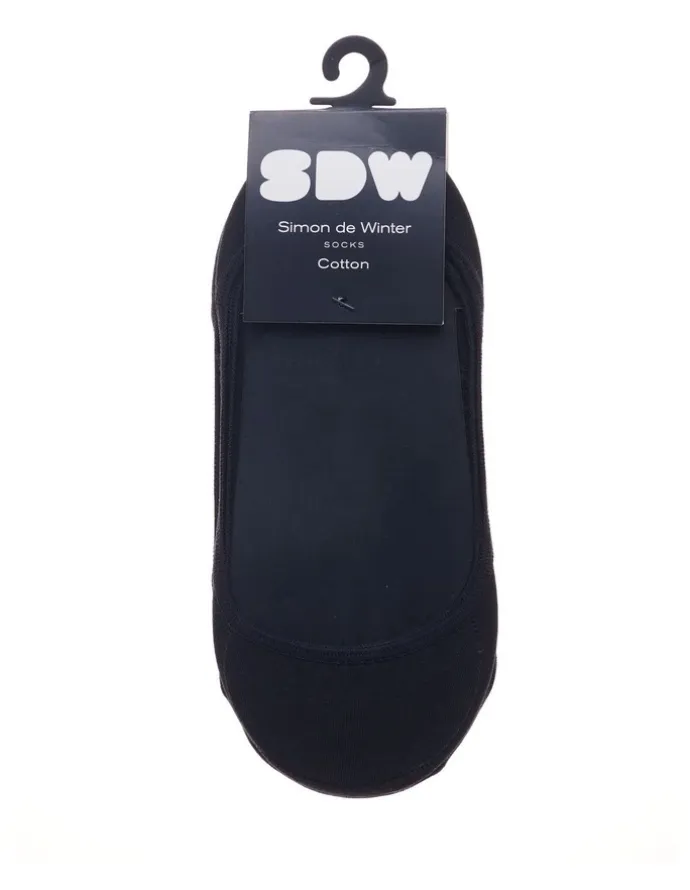Simon De Winter Cotton Invisible Liner Socks 2 Pack in Black