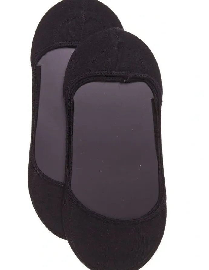 Simon De Winter Cotton Invisible Liner Socks 2 Pack in Black