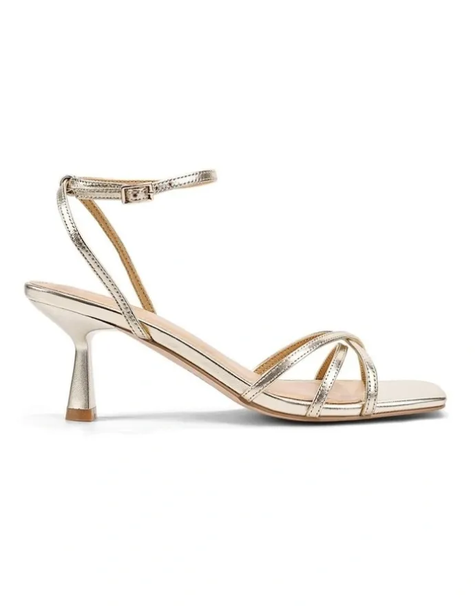 Siren Saxon Strappy Heels - Gold Metallic Leather