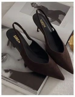 SIREN Yory Slingback Kitten Heels in Wine Patent