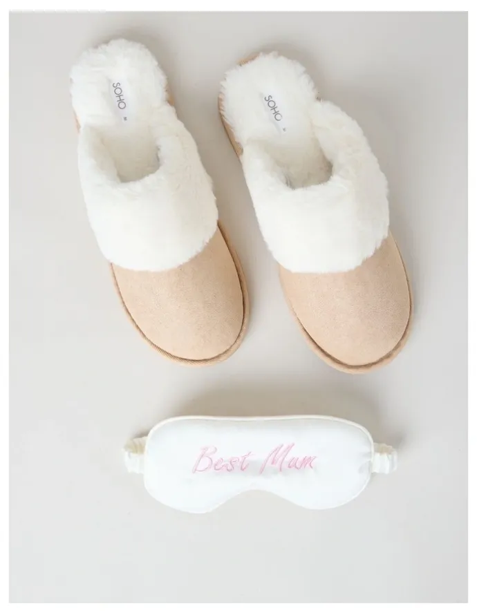 Soho Best Mum Gift Box with Slipper & Eye Mask in Beige