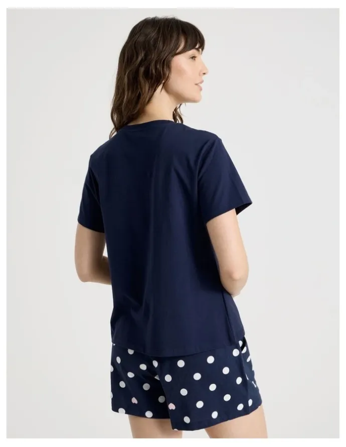 Soho Cotton Knit Short Sleeve T-shirt in Navy