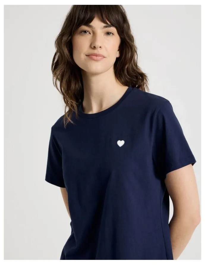 Soho Cotton Knit Short Sleeve T-shirt in Navy