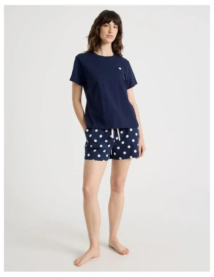 Soho Cotton Knit Short Sleeve T-shirt in Navy
